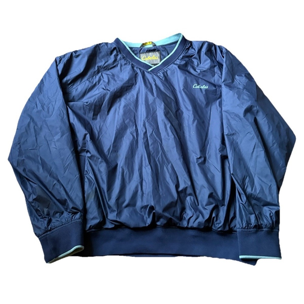 Men's Cabela's Blue Pullover Windbreaker Jacket Size 2XL